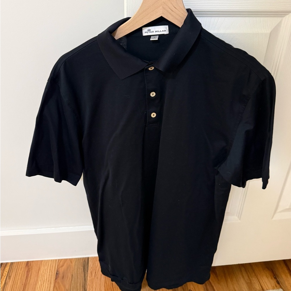 Peter Millar Cotton Black Polo Shirt